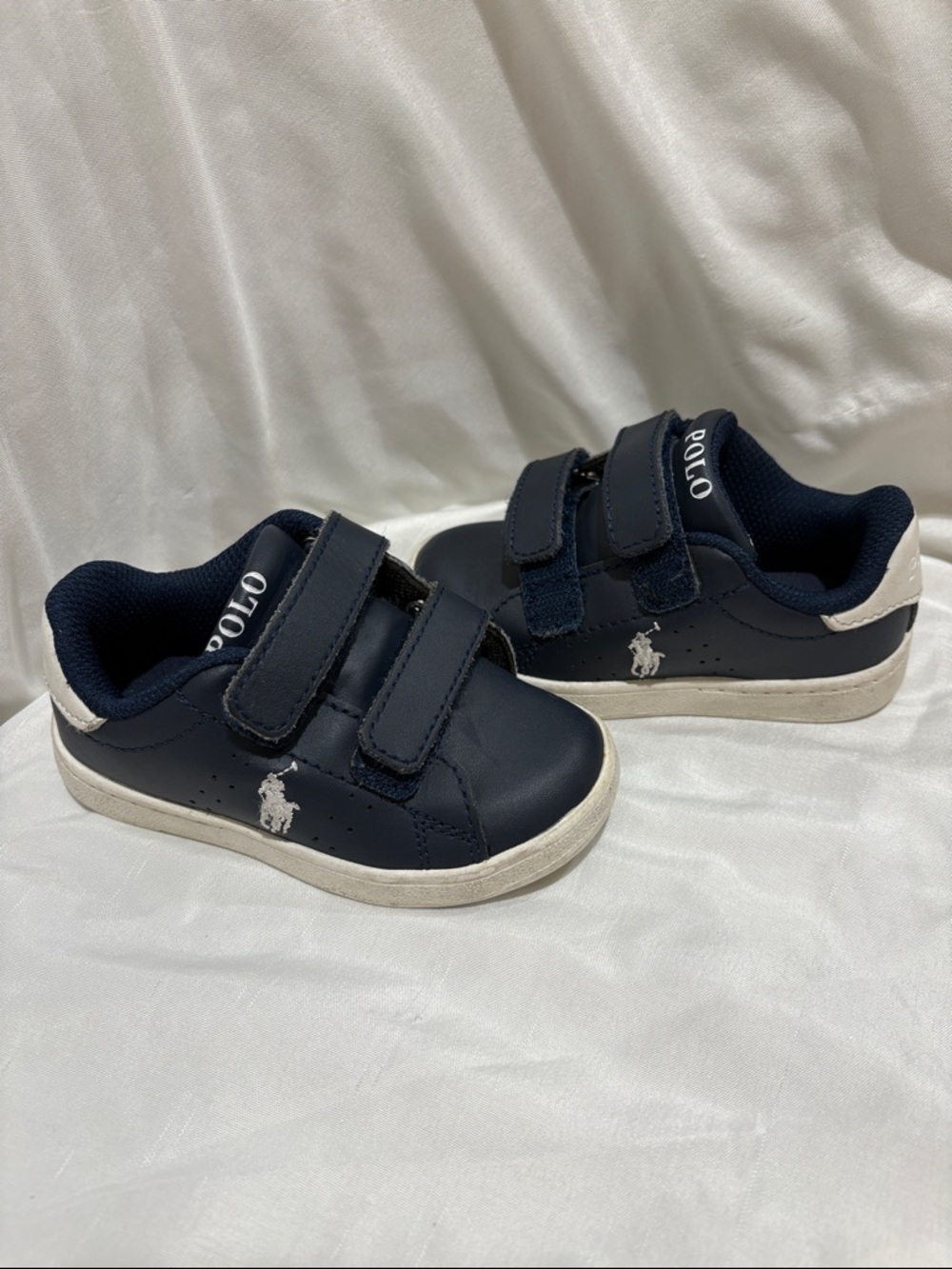 Polo Ralph Lauren Boys Quilton EZ Navy Blue Sneakers With Velcro Straps